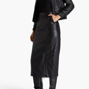 Muubaa Mallory Leather Zip Skirt - Black - Size UK 8 / US 4 - NWOT